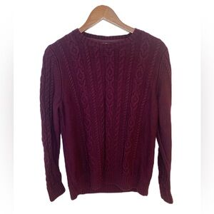 L.L. Bean Women’s Cable Knit Sweater Large Purple 100% Cotton